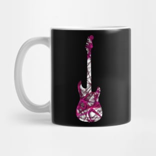 Pink Flame Guitar Silhouette on White Mug